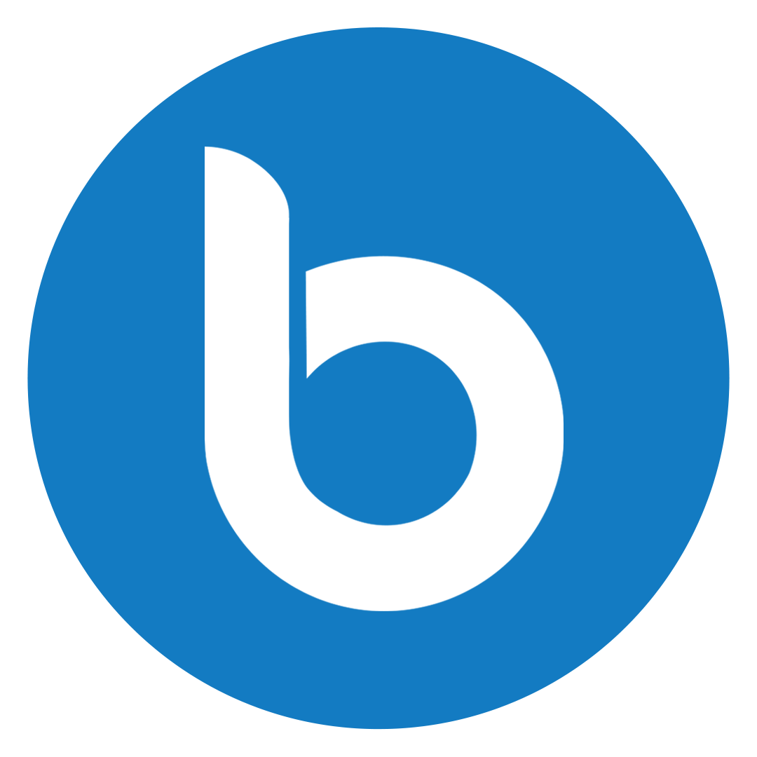 inside blue circle a white b is written as the logo for Digitl marketing course in thrissur, Kerala named Bispage research